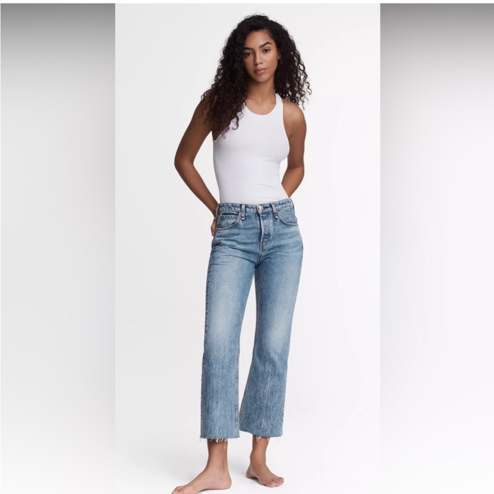 Women's Blue Jeans Rag and Bone 24 Maya high rise  crop flare in farrow